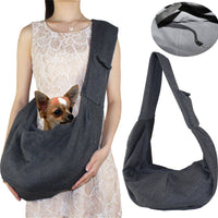 HKM-2541885 Breathable Portable Dog Backpack with Diagonal Span Design, Soft Hoodie Cloth, Blue and Gray