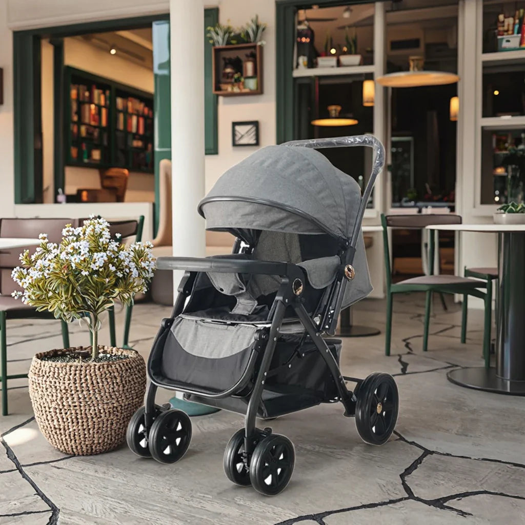 HKM-254227 Convertible Baby Stroller with Extra Basket and Bassinet for Newborns