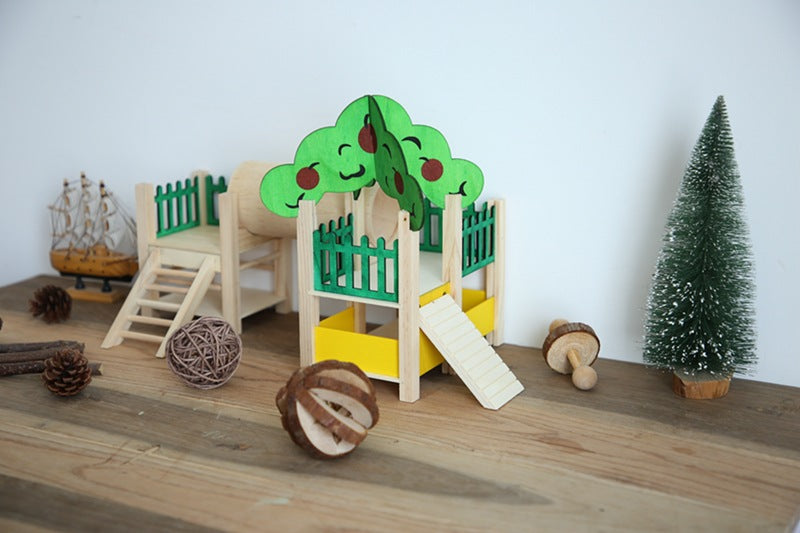 HKM-2542909 Wooden House Hamster Castle - Spacious Pet Playhouse for Small Animals