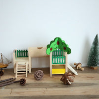 HKM-2542909 Wooden House Hamster Castle - Spacious Pet Playhouse for Small Animals