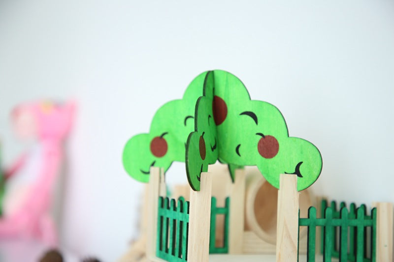HKM-2542909 Wooden House Hamster Castle - Spacious Pet Playhouse for Small Animals