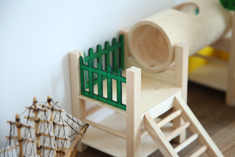 HKM-2542909 Wooden House Hamster Castle - Spacious Pet Playhouse for Small Animals