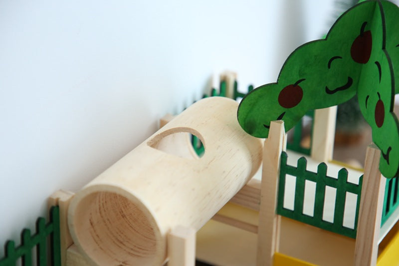 HKM-2542909 Wooden House Hamster Castle - Spacious Pet Playhouse for Small Animals