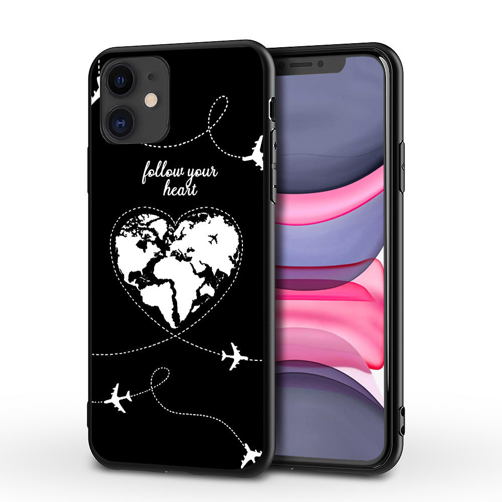 HKM-254291 Love Aircraft iPhone Phone Case - TPU Back Cover with Solid Colors and Starry Sky Design, Compatible with Multiple iPhone Models