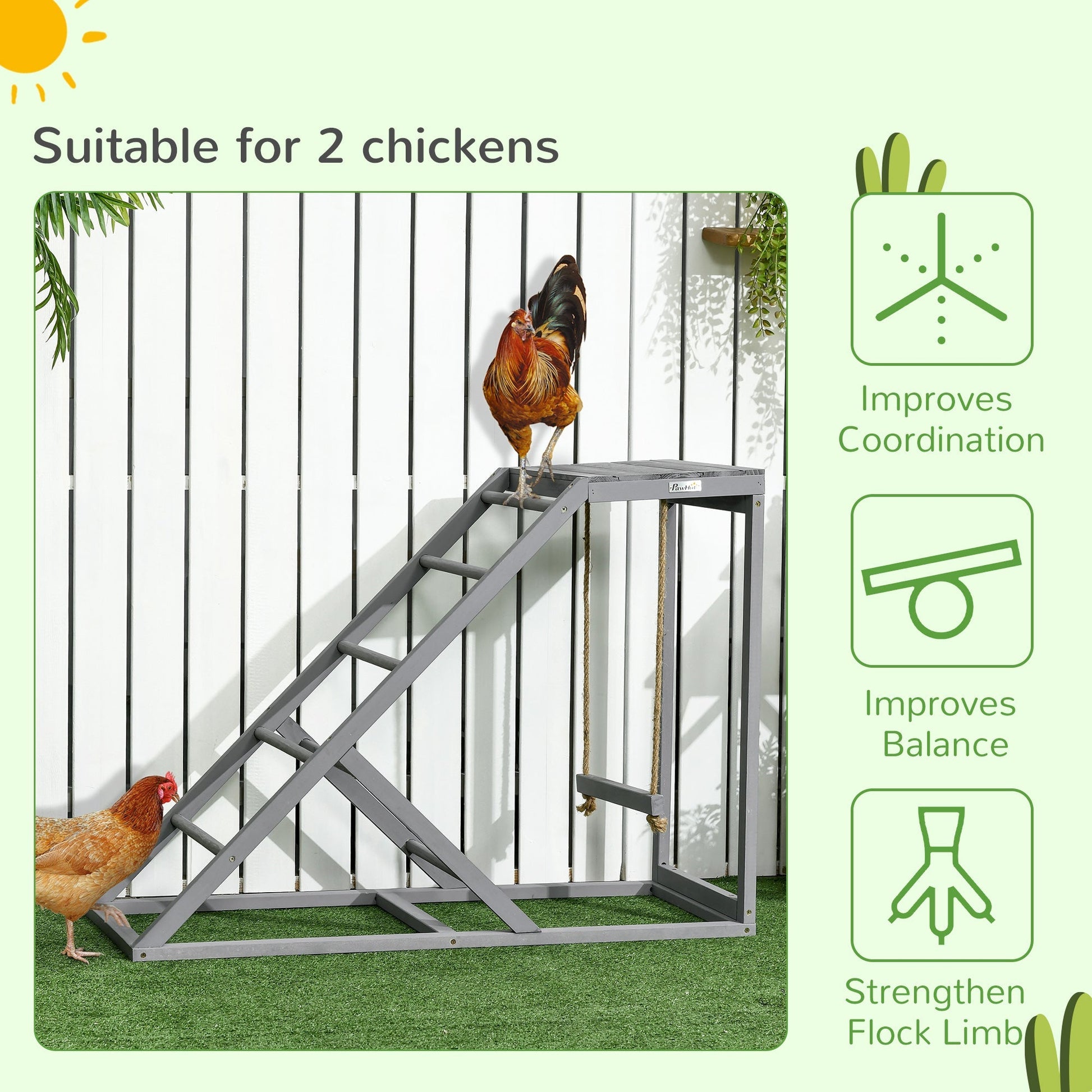 HKM-2543293 Chicken Activity Center with Swings, Perches, and Ladder for Enhanced Hen Wellbeing