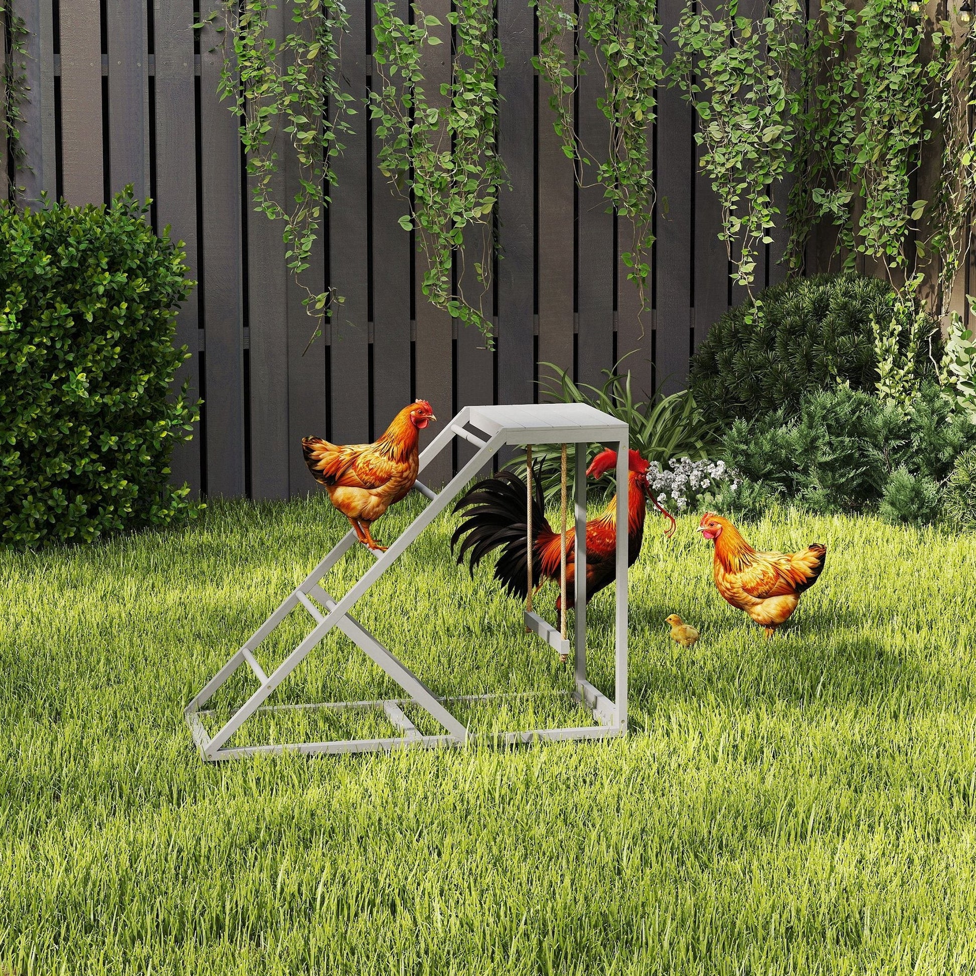 HKM-2543293 Chicken Activity Center with Swings, Perches, and Ladder for Enhanced Hen Wellbeing