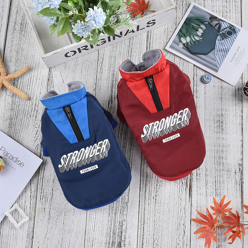 HKM-2544061 V-Shaped Pet Dog Coat for Warmth in Red and Blue - Sizes XS to 3L Available