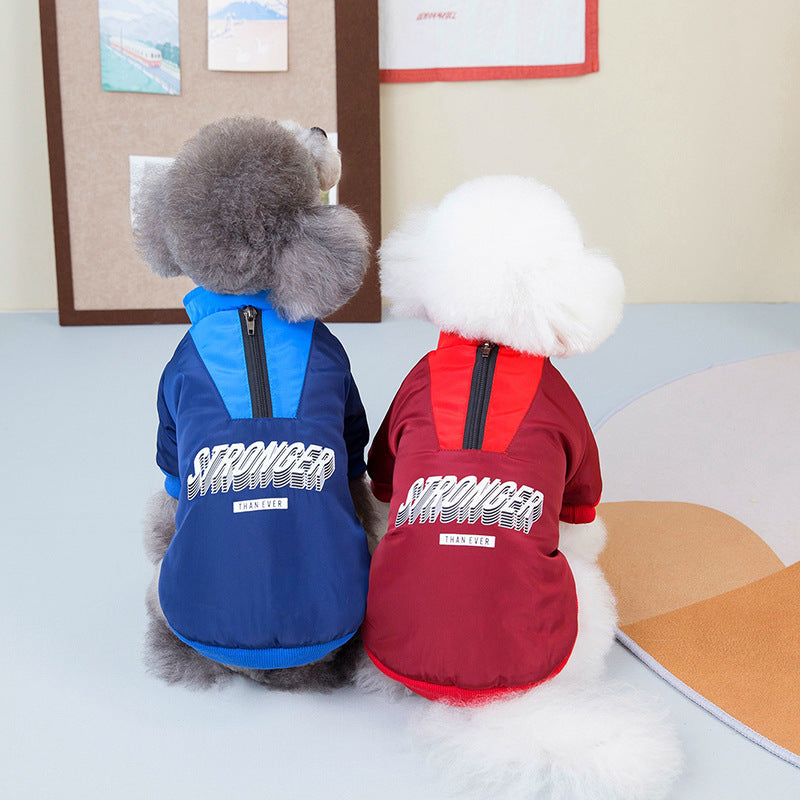 HKM-2544061 V-Shaped Pet Dog Coat for Warmth in Red and Blue - Sizes XS to 3L Available