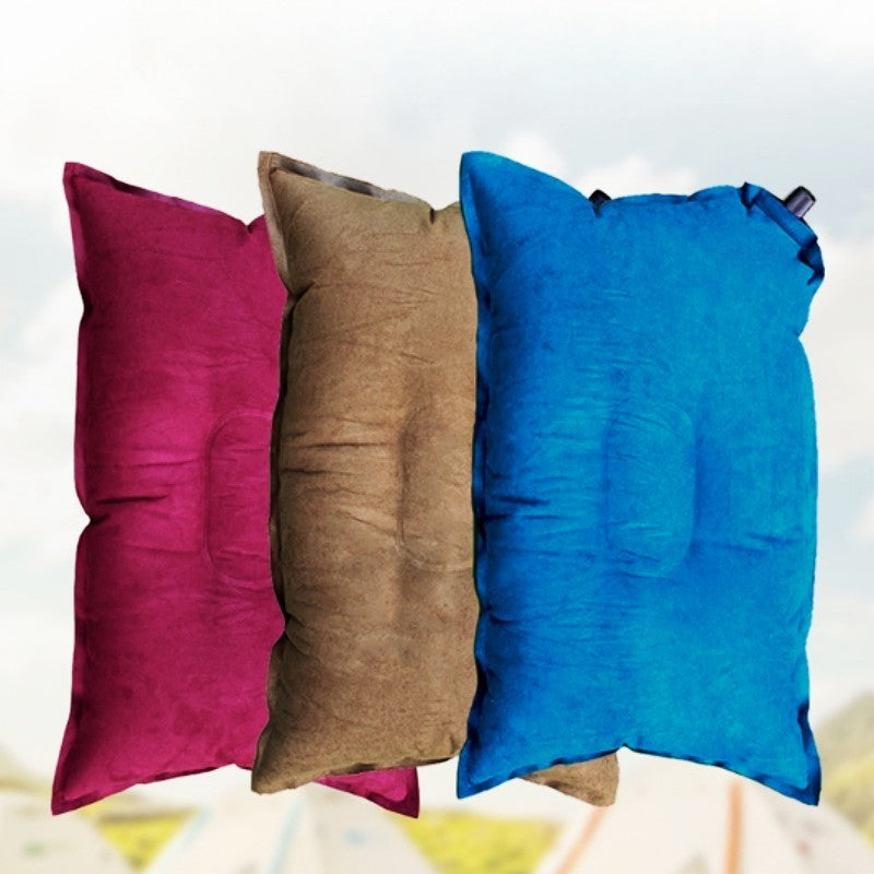 HKM-254483 Square Inflatable Travel Pillow with PVC Flocking - 22x34cm