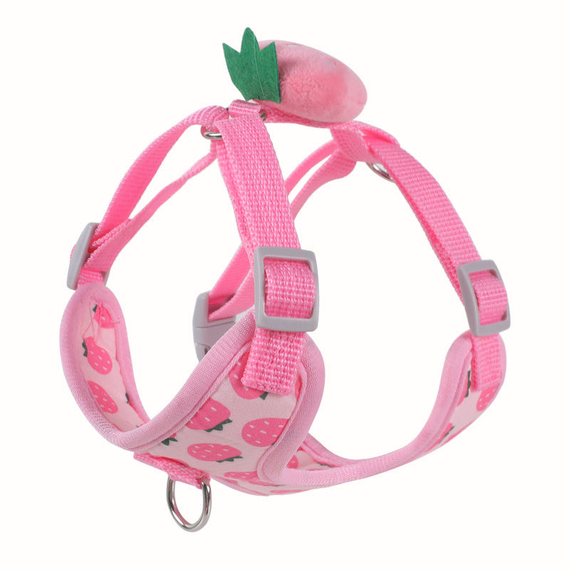 HKM-2545213 Reflective Vest-style Harness with Leash for Small Dogs in Carrot, Strawberry, and Avocado Colors