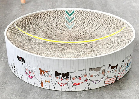 HKM-2545597 Round Cat Paw Plate and Claw Grinding Toy in Corrugated Paper - Available in Large and Small Sizes