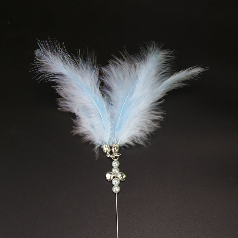HKM-2546237 Interactive Feather Cat Teaser with Bell - Colorful Cat Toy for Playful Kittens