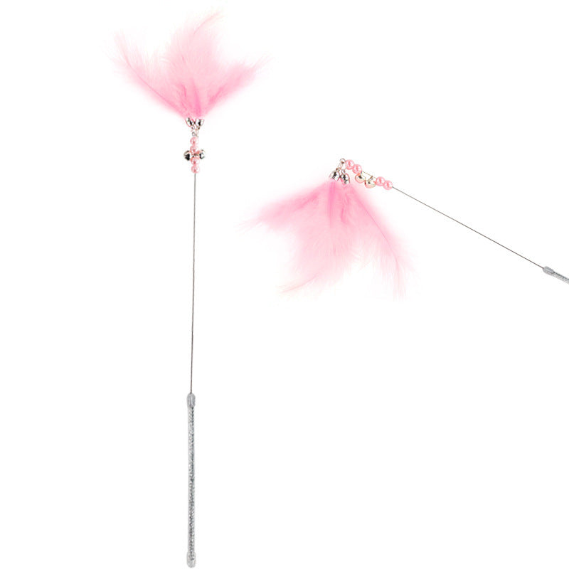 HKM-2546237 Interactive Feather Cat Teaser with Bell - Colorful Cat Toy for Playful Kittens