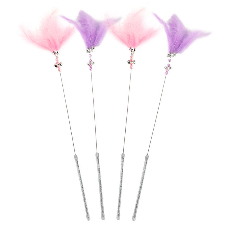 HKM-2546237 Interactive Feather Cat Teaser with Bell - Colorful Cat Toy for Playful Kittens