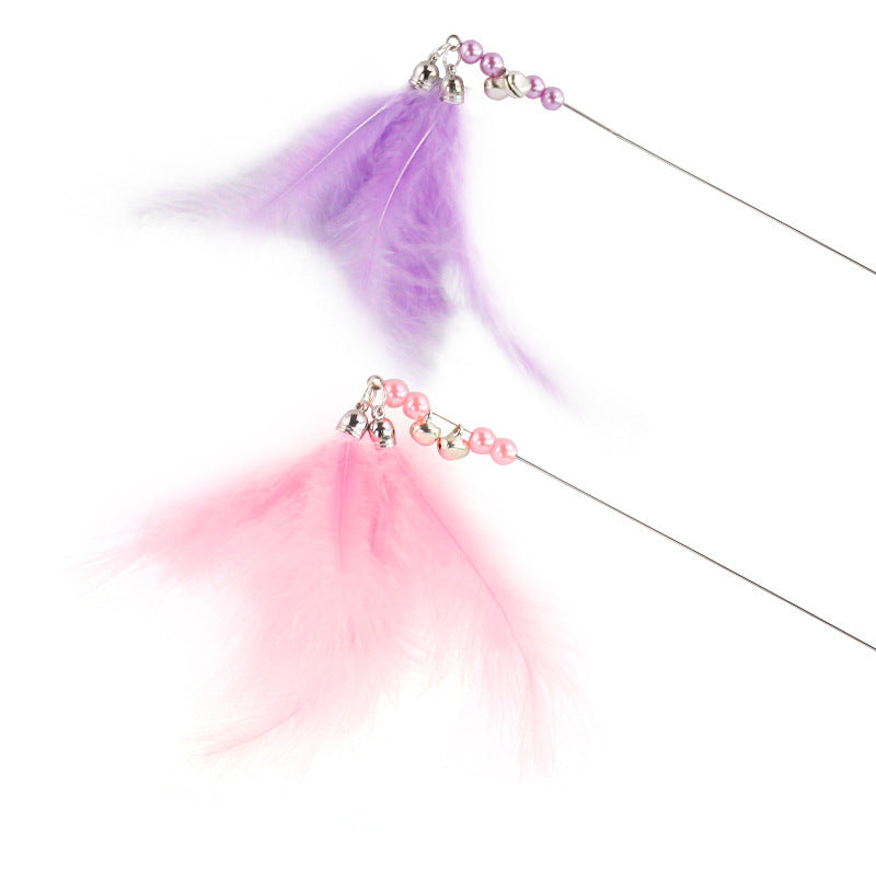 HKM-2546237 Interactive Feather Cat Teaser with Bell - Colorful Cat Toy for Playful Kittens