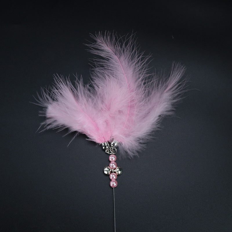 HKM-2546237 Interactive Feather Cat Teaser with Bell - Colorful Cat Toy for Playful Kittens