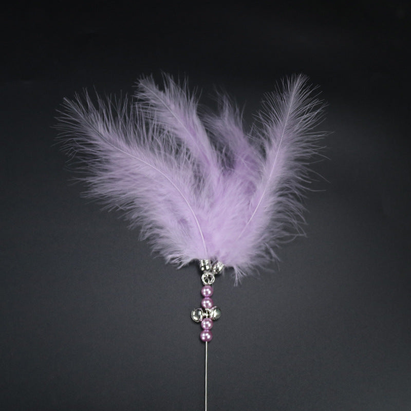 HKM-2546237 Interactive Feather Cat Teaser with Bell - Colorful Cat Toy for Playful Kittens