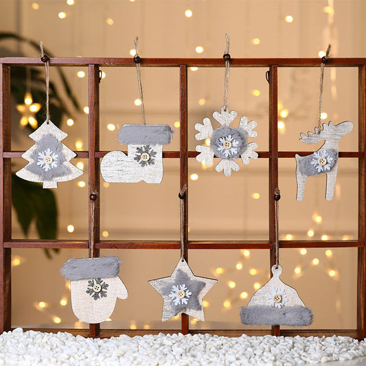HKM-254803 Wooden Plush Christmas Tree Ornament Pendant Collection