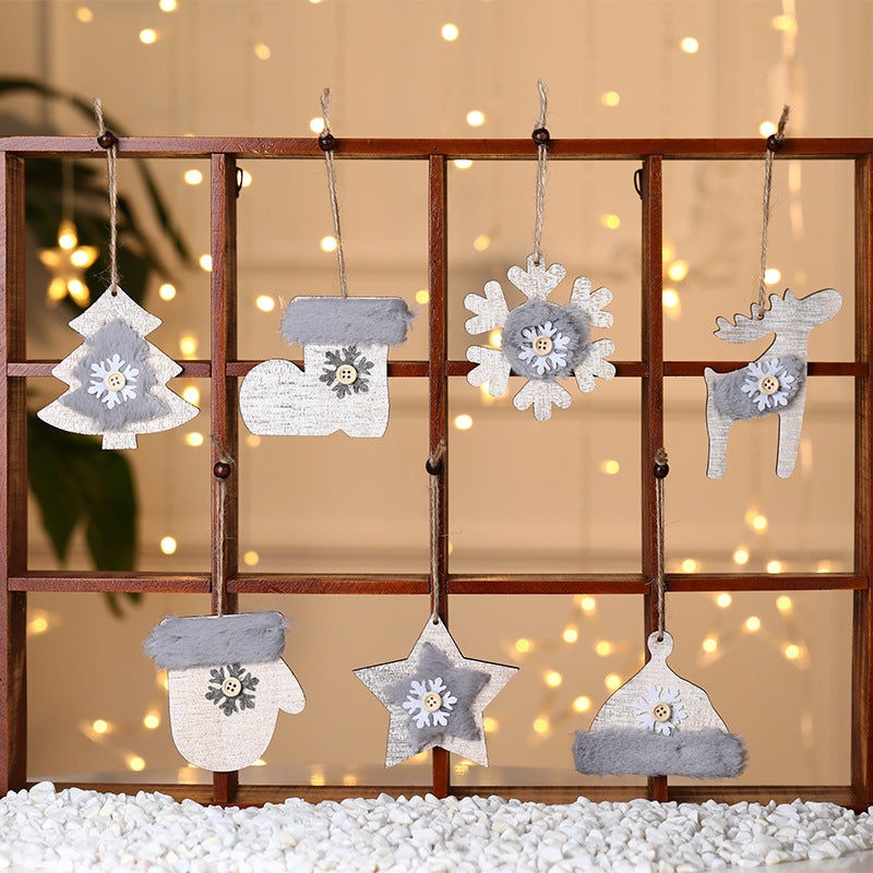 HKM-254803 Wooden Plush Christmas Tree Ornament Pendant Collection