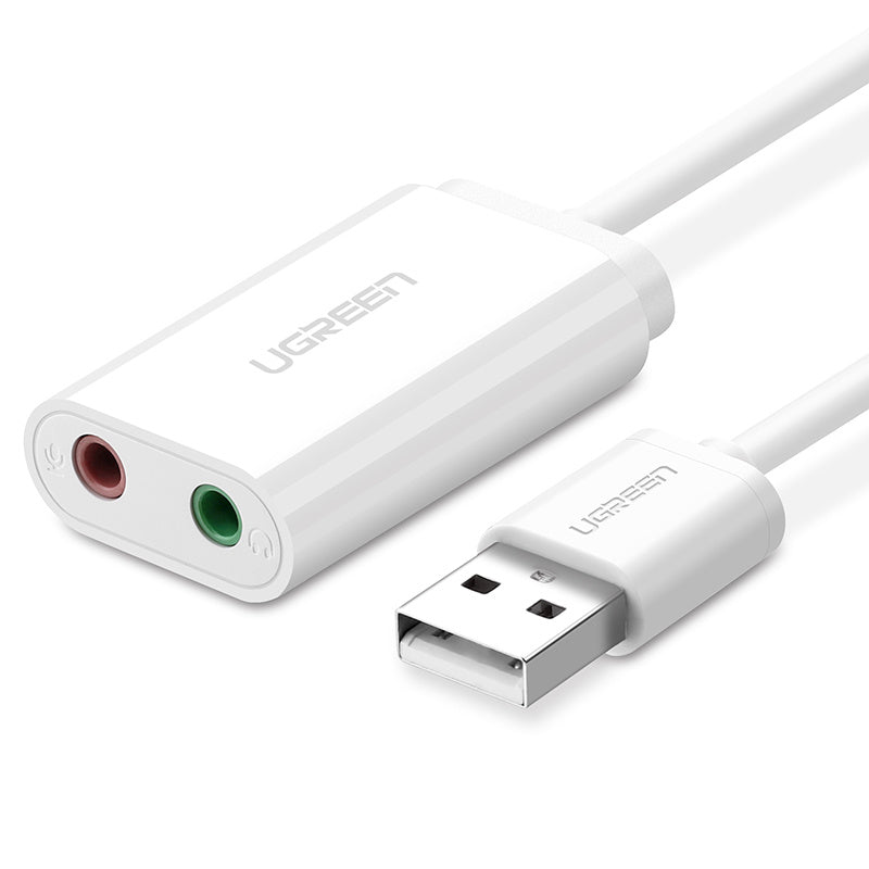 HKM-254867 USB External Sound Card with 3.5mm Headphone Connector - Black/White