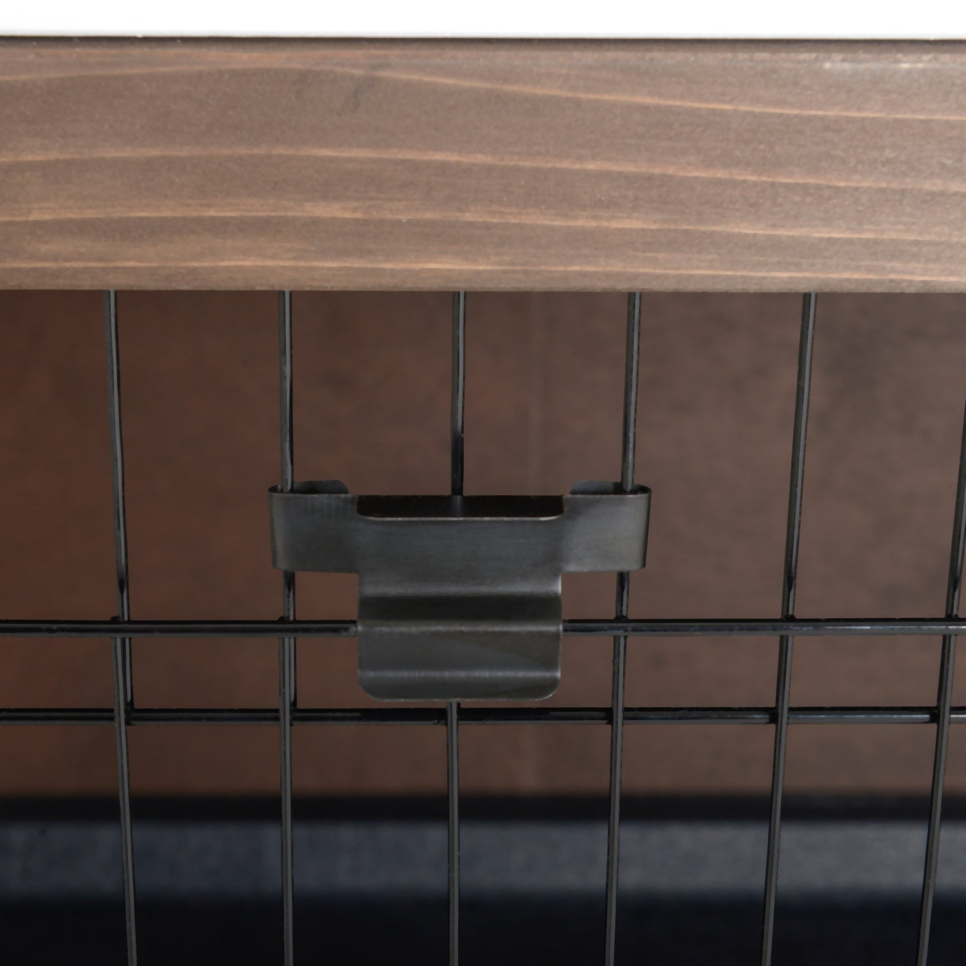 HKM-2549053 Wooden Rabbit Hutch with Dividers and Asphalt Roof for Small Animals, Brown Finish