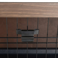 HKM-2549053 Wooden Rabbit Hutch with Dividers and Asphalt Roof for Small Animals, Brown Finish