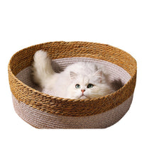 HKM-2549437 Handmade Straw Cotton Cat Nest Mat - Summer Cool Design for Small to Large Cats
