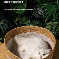 HKM-2549437 Handmade Straw Cotton Cat Nest Mat - Summer Cool Design for Small to Large Cats