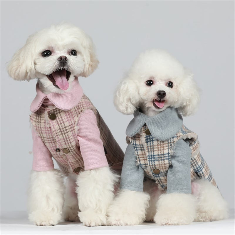HKM-2549565 Cozy Velvet Cotton-Padded Vest for Small Dogs and Cats in Pink and Blue
