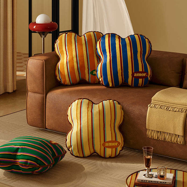 HKM-254995 Antique Style Alien Shape Pillow in Plush with Stripe Pattern - 40x40cm