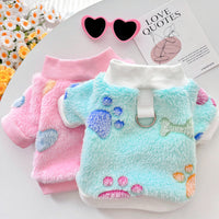 HKM-2550461 Cozy Cotton Flannel Pet Clothing in Pink Love and Blue Paw Print