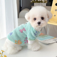 HKM-2550461 Cozy Cotton Flannel Pet Clothing in Pink Love and Blue Paw Print