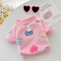 HKM-2550461 Cozy Cotton Flannel Pet Clothing in Pink Love and Blue Paw Print