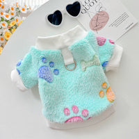 HKM-2550461 Cozy Cotton Flannel Pet Clothing in Pink Love and Blue Paw Print
