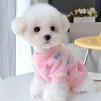 HKM-2550461 Cozy Cotton Flannel Pet Clothing in Pink Love and Blue Paw Print
