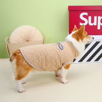 HKM-2550973 Corgi Diamond Lattice Cotton-padded Coat for Autumn and Winter - Khaki and Green Options Available