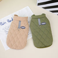 HKM-2550973 Corgi Diamond Lattice Cotton-padded Coat for Autumn and Winter - Khaki and Green Options Available