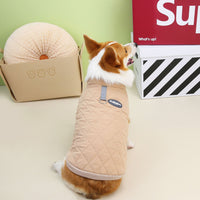 HKM-2550973 Corgi Diamond Lattice Cotton-padded Coat for Autumn and Winter - Khaki and Green Options Available