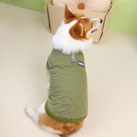 HKM-2550973 Corgi Diamond Lattice Cotton-padded Coat for Autumn and Winter - Khaki and Green Options Available
