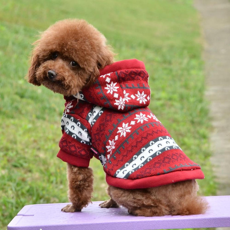 HKM-2553533 Cozy Knitted Wool Dog Coat for Autumn and Winter ¨C Available in Red and Gray