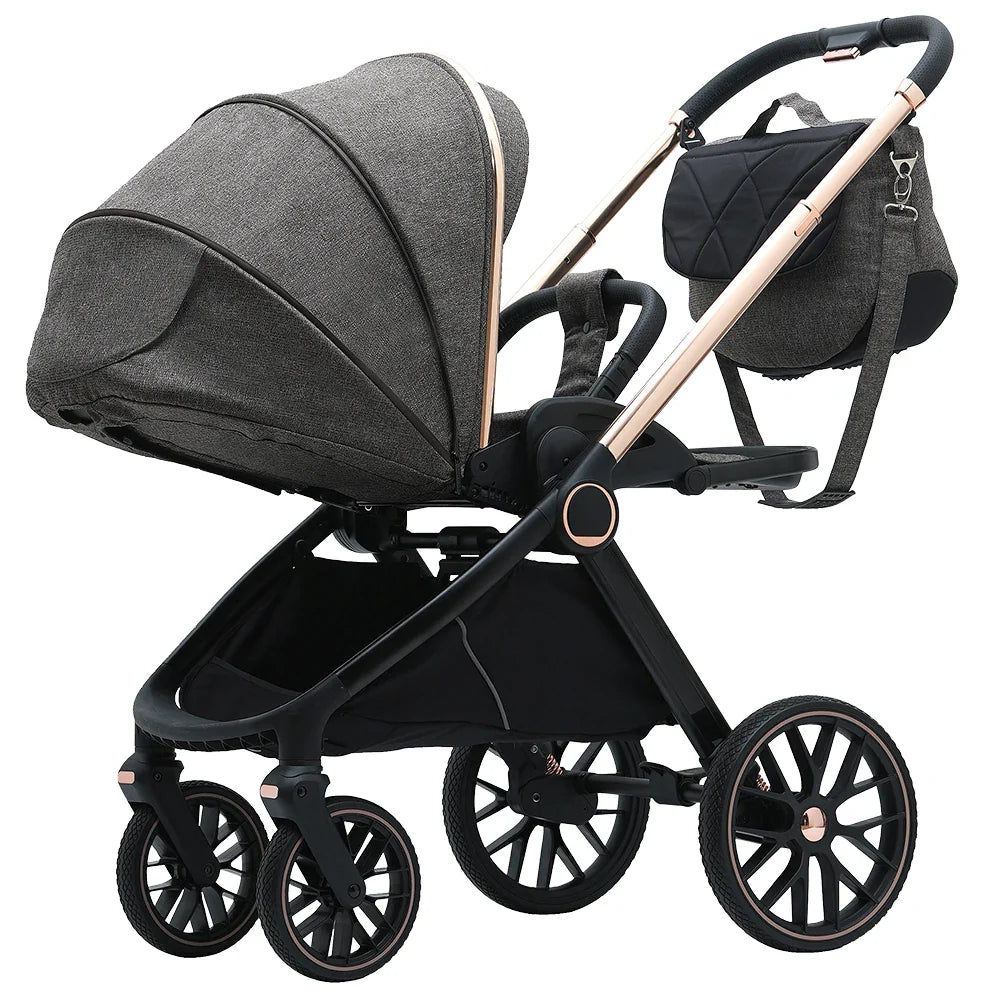 HKM-255379 3-in-1 Lightweight Travel Pram with Luxury Folding Stroller and Baby Car Seat