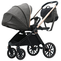 HKM-255379 3-in-1 Lightweight Travel Pram with Luxury Folding Stroller and Baby Car Seat