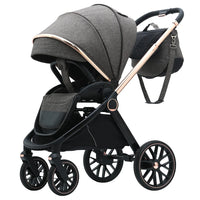 HKM-255379 3-in-1 Lightweight Travel Pram with Luxury Folding Stroller and Baby Car Seat