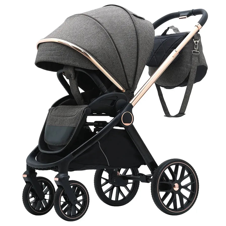 HKM-255379 3-in-1 Lightweight Travel Pram with Luxury Folding Stroller and Baby Car Seat