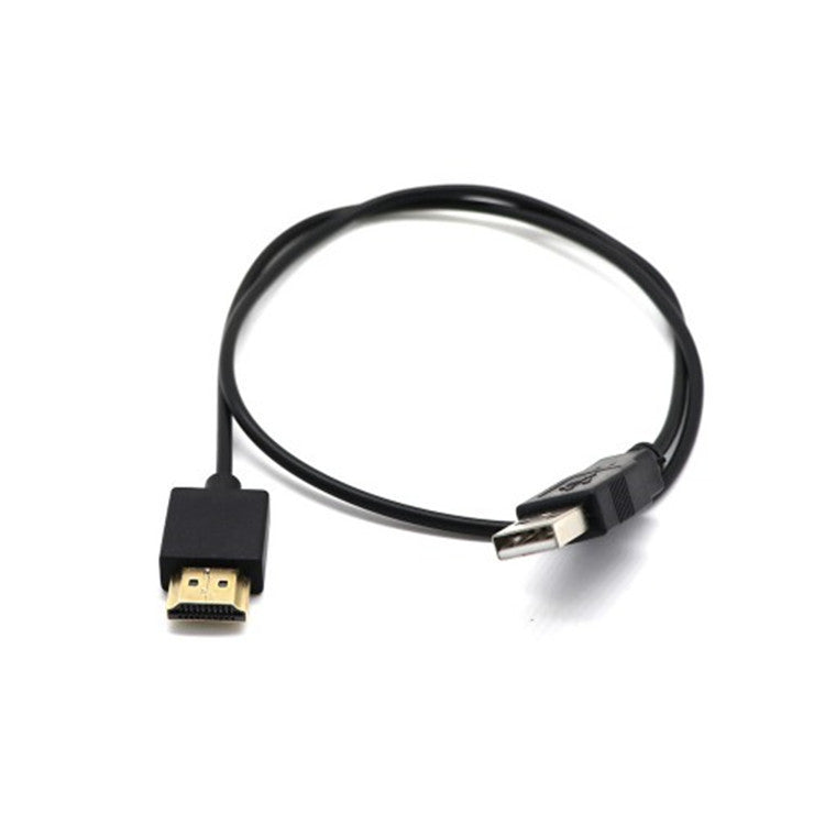 HKM-255379 USB to HDMI Male Power Supply Cable, 0.5 Meter Length, High-Speed Gold and Silver-Plated Copper Wire, Black