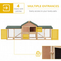 HKM-2554813 Deluxe 2-Story Wooden Rabbit Hutch with Run and Ladder, 83-Inch Large Outdoor Bunny Cage