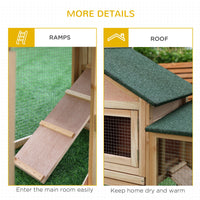 HKM-2554813 Deluxe 2-Story Wooden Rabbit Hutch with Run and Ladder, 83-Inch Large Outdoor Bunny Cage
