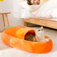 HKM-2555197 Carrot-shaped Soft Semi-closed Cat Nest for Cats up to 15 lbs - Washable, Non-slip Design