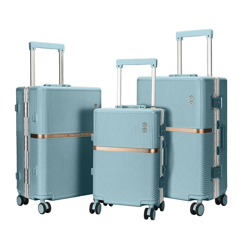 HKM-255571 Durable Aluminium PC Travel Suitcase - 20, 24, 28 Inch Spinner Luggage for Men