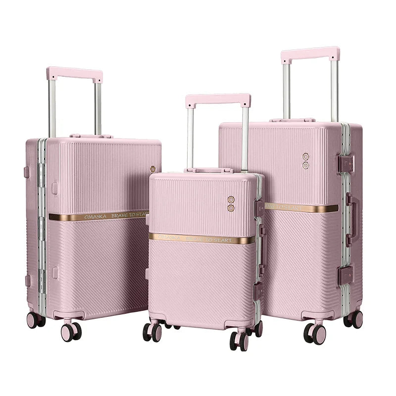 HKM-255571 Durable Aluminium PC Travel Suitcase - 20, 24, 28 Inch Spinner Luggage for Men
